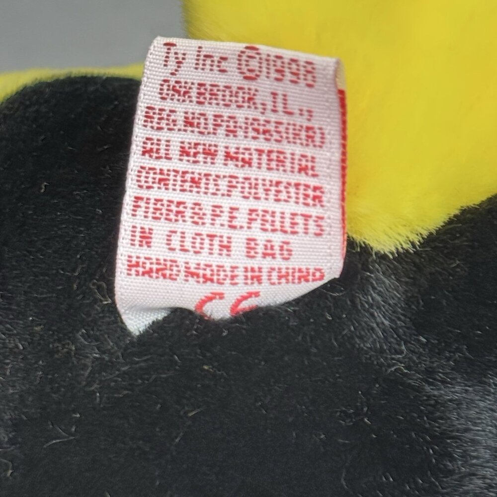 Bubbles Fish Plush Yellow Black Stripe TY Beanie Buddies 1998 Stuffed Toy 10.5" - Picture 10 of 11